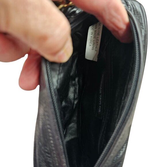 80s Aspects NY Tassel Woven Leather Crossbody/Clutch Bag Slim Strap Gray Silver - Picture 7 of 12